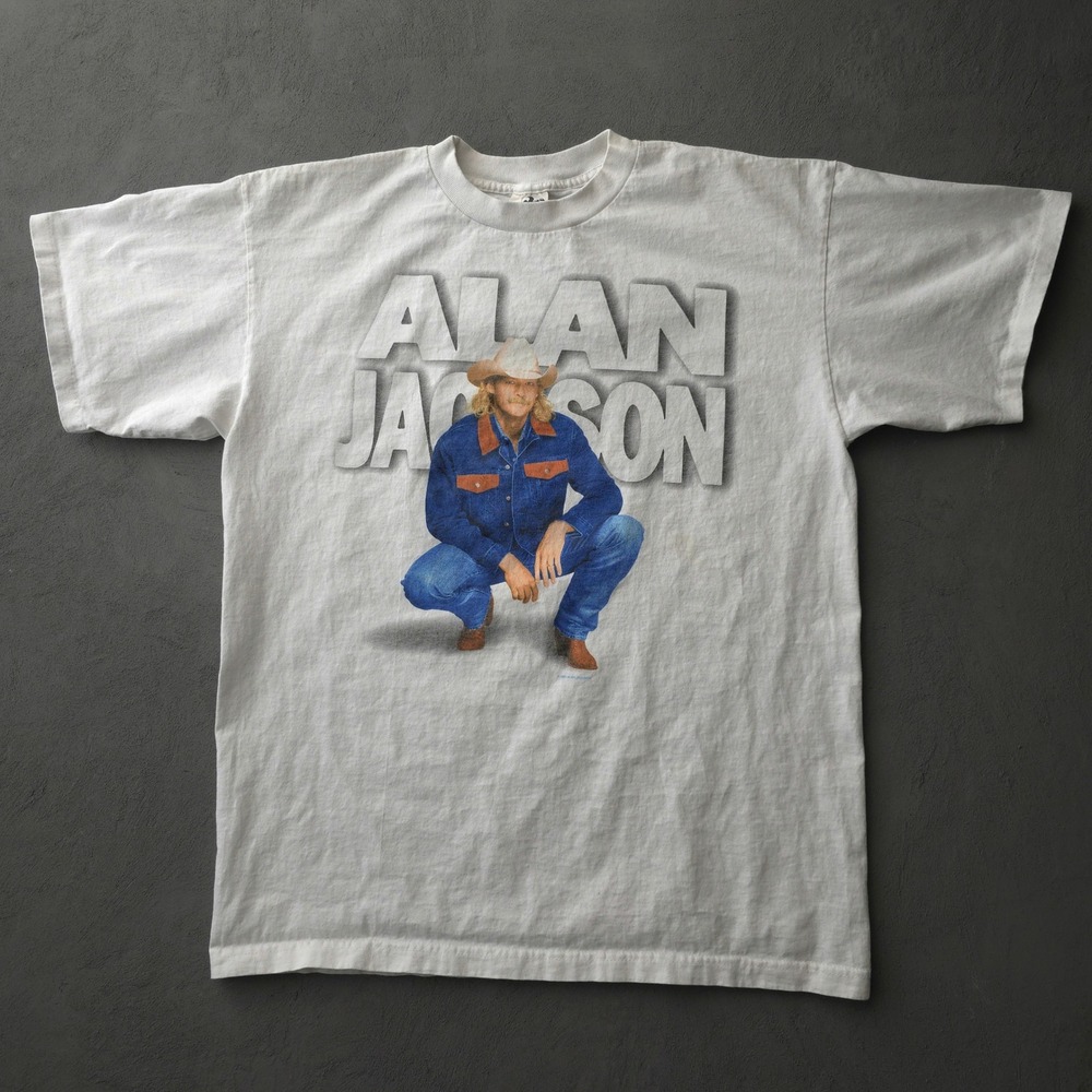 Cronies Alan Jackson T-Shirt Mens XL White Country Music Graphic Vintage 1990s